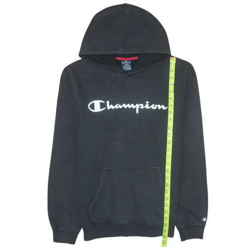 Champion Women Black Large Pullover Hoodie Cotton Blend Logo