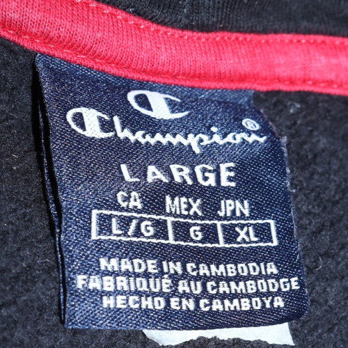Champion Women Black Large Pullover Hoodie Cotton Blend Logo