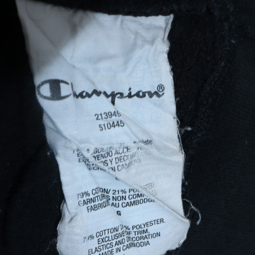 Champion Women Black Large Pullover Hoodie Cotton Blend Logo