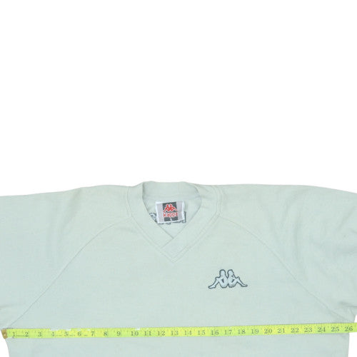 Kappa Mens White Pullover Sweatshirt L V-Neck Logo Sports Style