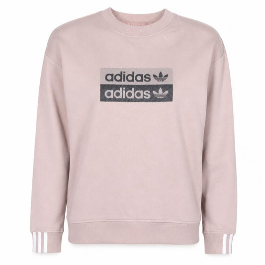 Front view of Adidas Women Pink Crew Neck Pullover Sweatshirt, size 8