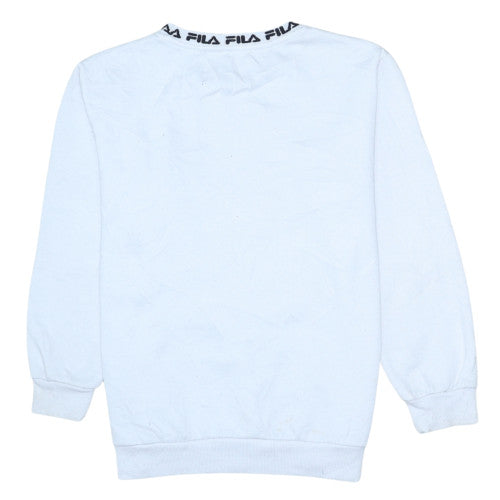 Fila Boys White Crew Neck Logo Sweatshirt 13-15 Years Polyester Cotton