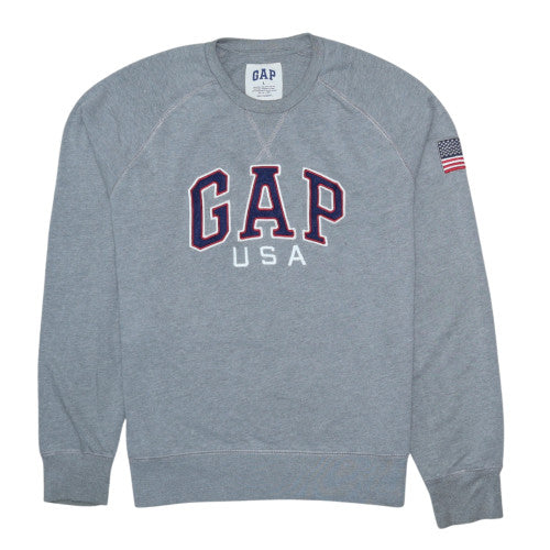 GAP Men's Grey USA Logo Crew Neck Pullover Sweatshirt L