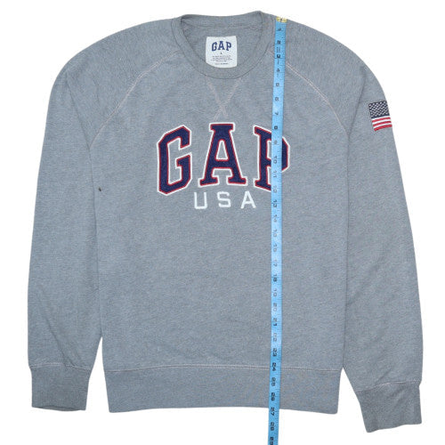 GAP Men's Grey USA Logo Crew Neck Pullover Sweatshirt L