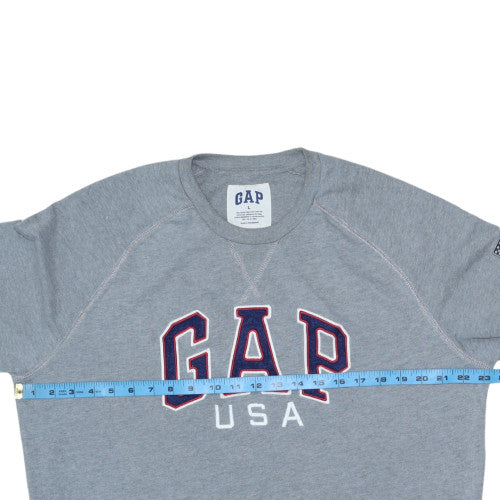 GAP Men's Grey USA Logo Crew Neck Pullover Sweatshirt L