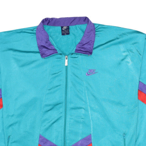 Nike Men's Blue Retro Windbreaker Jacket XL Polyester Zip Vintage 80s Style
