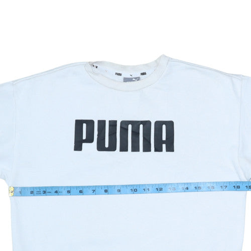 Puma Womens White Crew Neck Pullover Sweatshirt Size 8