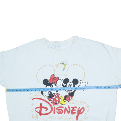 Disney Women’s White Mickey & Minnie Sweatshirt XL Pullover Cotton