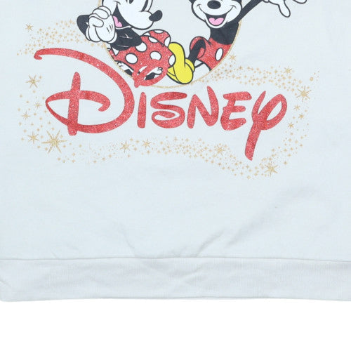Disney Women’s White Mickey & Minnie Sweatshirt XL Pullover Cotton