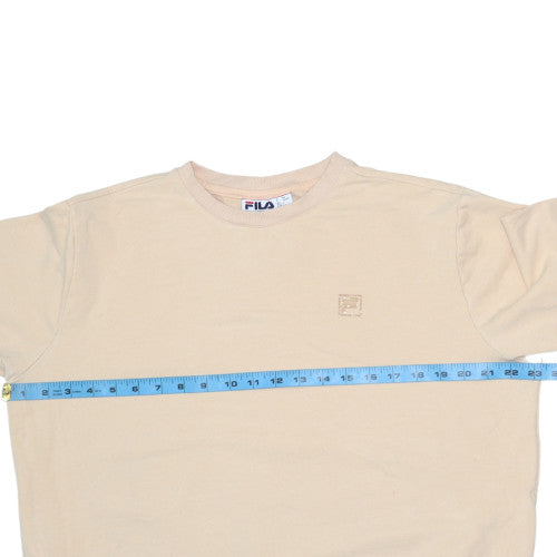 Fila Men's Beige Crew Neck Pullover Sweatshirt L Regular Fit