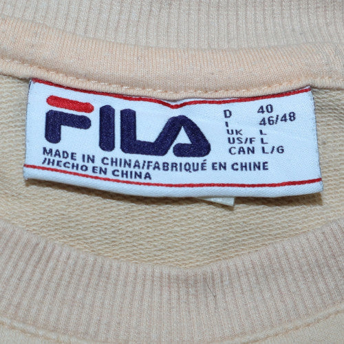 Fila Men's Beige Crew Neck Pullover Sweatshirt L Regular Fit