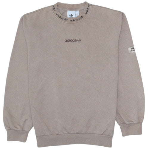 adidas Mens Beige XS Pullover Sweatshirt Crew Neck Classic Logo