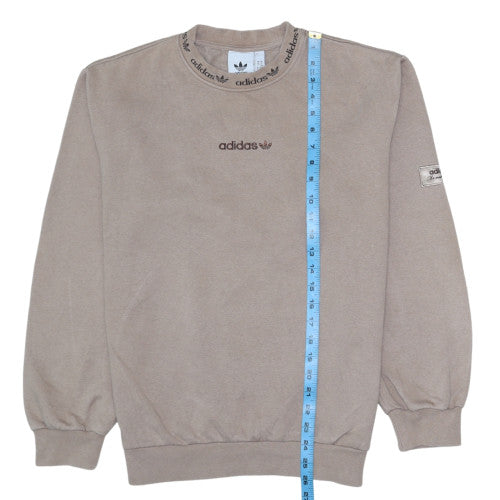 adidas Mens Beige XS Pullover Sweatshirt Crew Neck Classic Logo