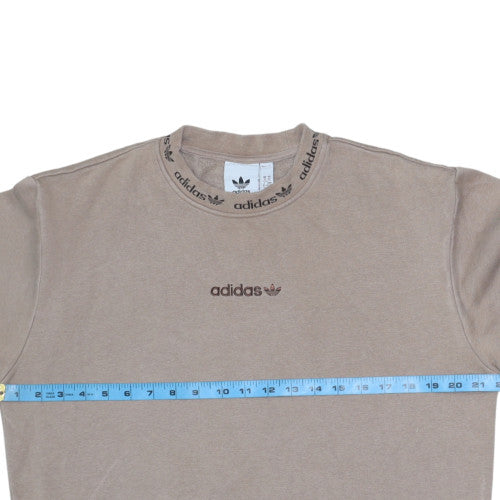 adidas Mens Beige XS Pullover Sweatshirt Crew Neck Classic Logo