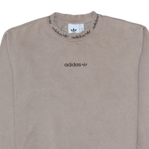 adidas Mens Beige XS Pullover Sweatshirt Crew Neck Classic Logo