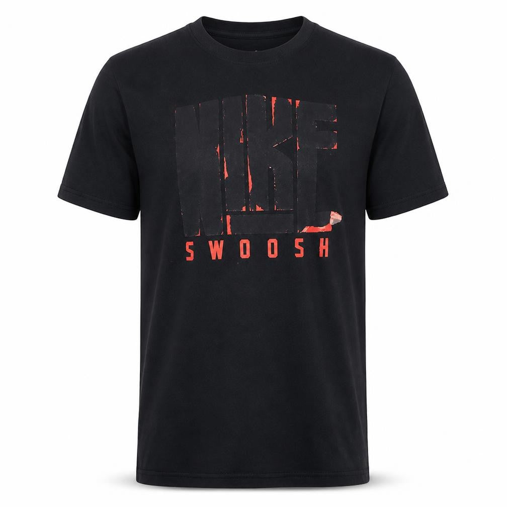 Nike Men's Black Graphic Swoosh T-Shirt L Regular Fit