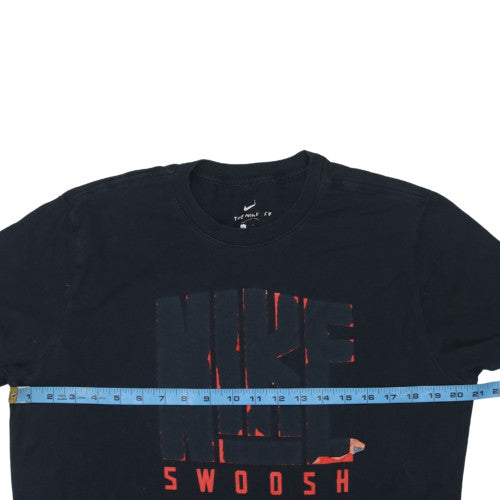 Nike Men's Black Graphic Swoosh T-Shirt L Regular Fit