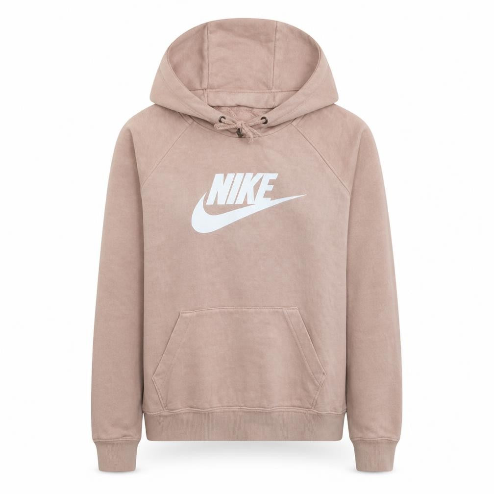Front view of Nike Women’s Pink Pullover Hoodie Medium Cotton Blend Casual