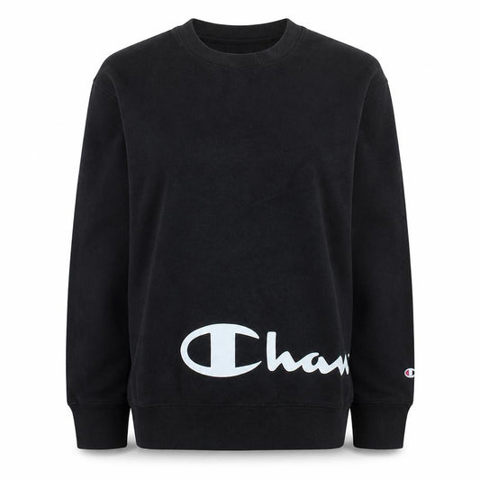 Front view of Champion Teens Black XL Sweatshirt Crew Neck Pullover Casual