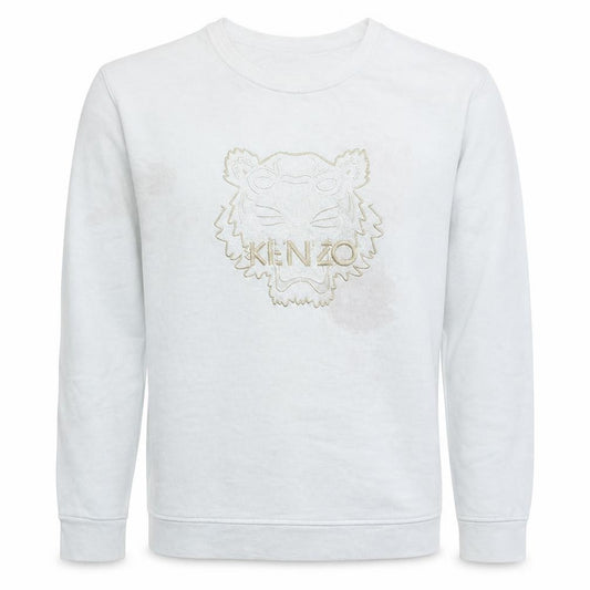 Front view of Kenzo Men's White 2XL Embroidered Tiger Sweatshirt Pullover