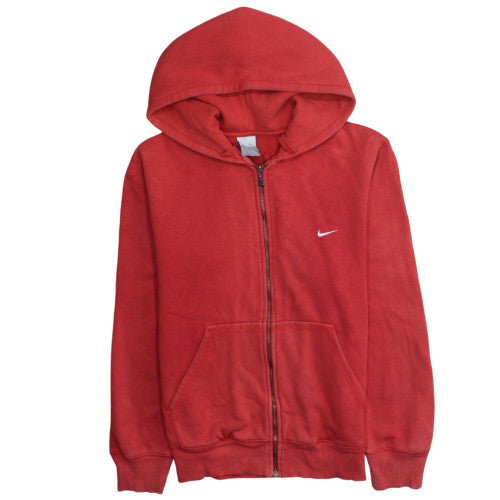 Nike Women Red Full Zip Hoodie Size M Cotton Blend Casual