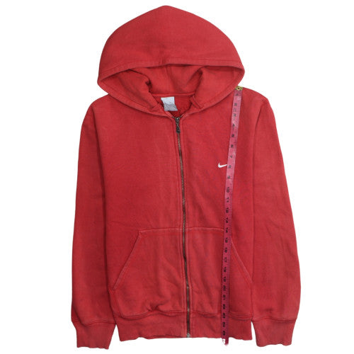 Nike Women Red Full Zip Hoodie Size M Cotton Blend Casual