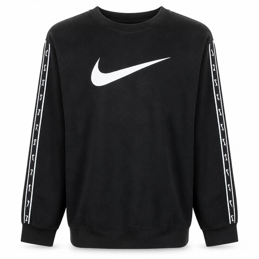 Front view of Nike Men's Black XL Pullover Sweatshirt Crew Neck Sportswear Logo