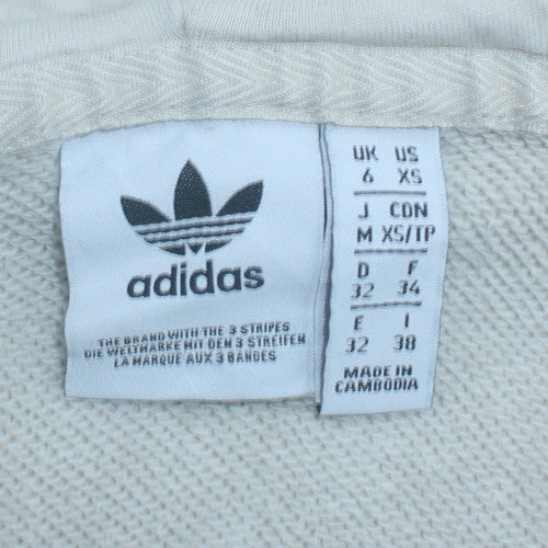 Adidas Womens White Colourblock Hooded Pullover Sweatshirt XS