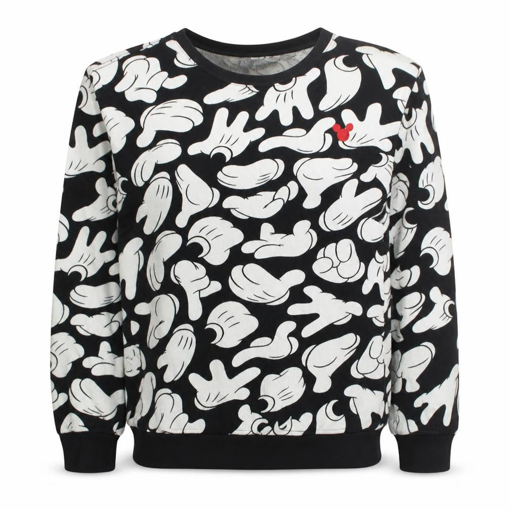 Front view of H&M Divided Disney Men’s Black L Pullover Sweatshirt Mickey Print