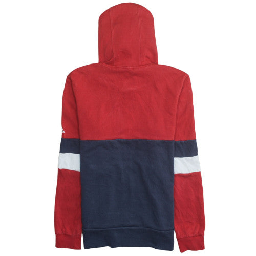 Adidas Boys Red & Navy Pullover Hoodie 15-16 Years Colourblock Logo Sweatshirt