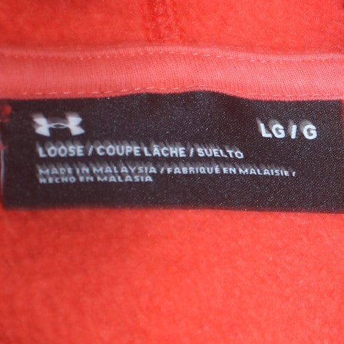 Under Armour Mens Red Pullover Hoodie Size L Relaxed Fit