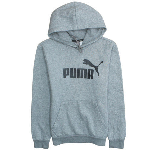 Puma Men's Grey Pullover Hoodie XS Logo Fleece Sweatshirt