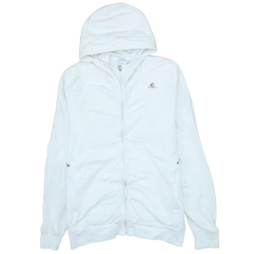 Adidas Men's White Full Zip Hoodie L Lightweight Fleece