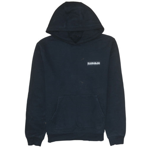 Napapijri Men's Black XL Pullover Hoodie Logo Graphic Cotton Blend