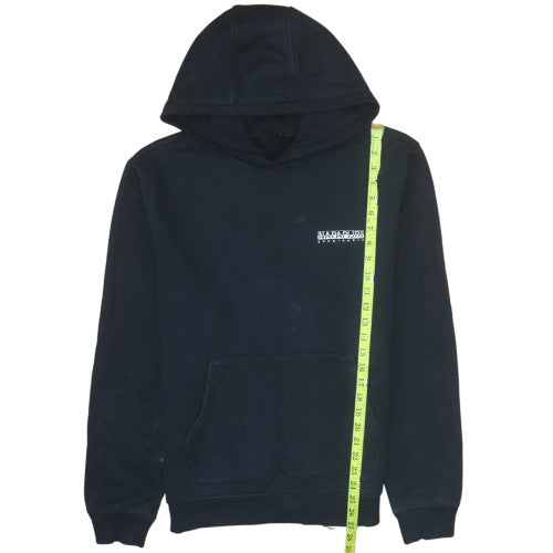 Napapijri Men's Black XL Pullover Hoodie Logo Graphic Cotton Blend