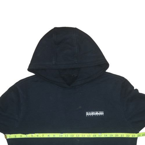 Napapijri Men's Black XL Pullover Hoodie Logo Graphic Cotton Blend