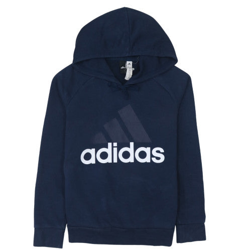 Adidas Womens Navy Blue Pullover Hoodie S 8-10 Cotton Blend Logo