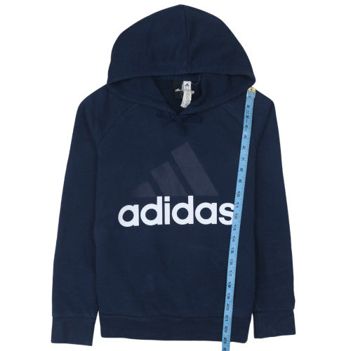 Adidas Womens Navy Blue Pullover Hoodie S 8-10 Cotton Blend Logo