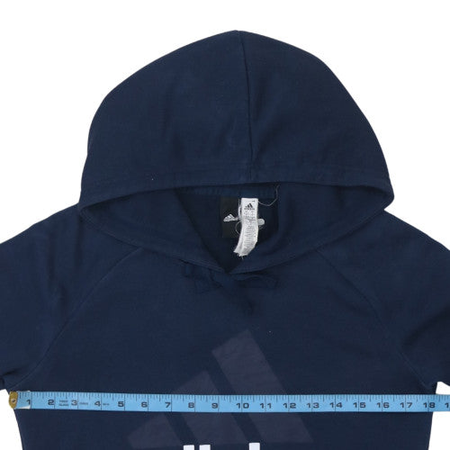 Adidas Womens Navy Blue Pullover Hoodie S 8-10 Cotton Blend Logo
