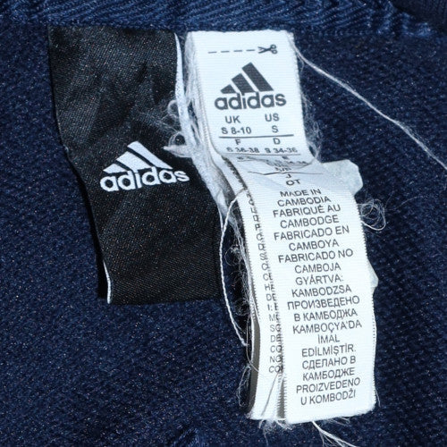 Adidas Womens Navy Blue Pullover Hoodie S 8-10 Cotton Blend Logo