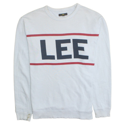 Lee Men's White Logo Graphic Pullover Sweatshirt Size M