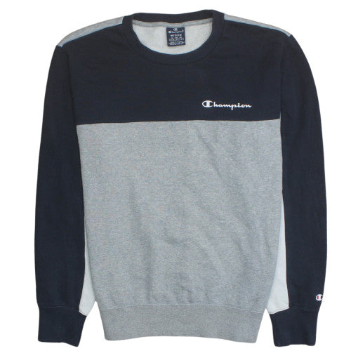 Champion Men's Grey & Navy Crew Neck Sweatshirt Medium Classic Fit