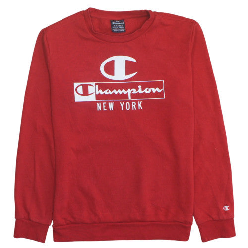 Champion Boys Red Pullover Sweatshirt 13-14 Years Graphic Logo Crew Neck
