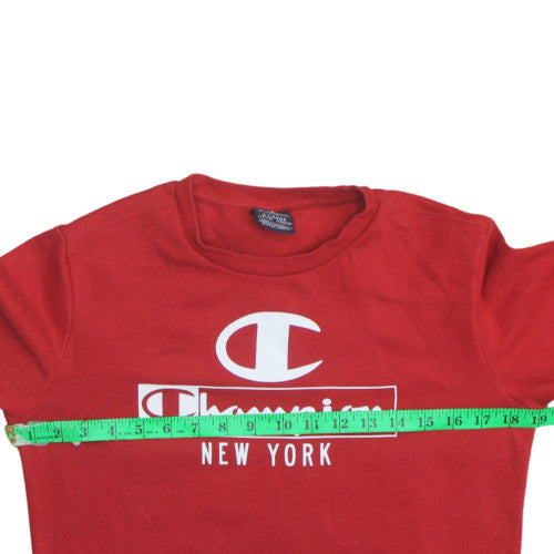 Champion Boys Red Pullover Sweatshirt 13-14 Years Graphic Logo Crew Neck