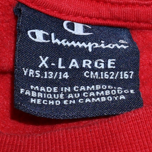 Champion Boys Red Pullover Sweatshirt 13-14 Years Graphic Logo Crew Neck