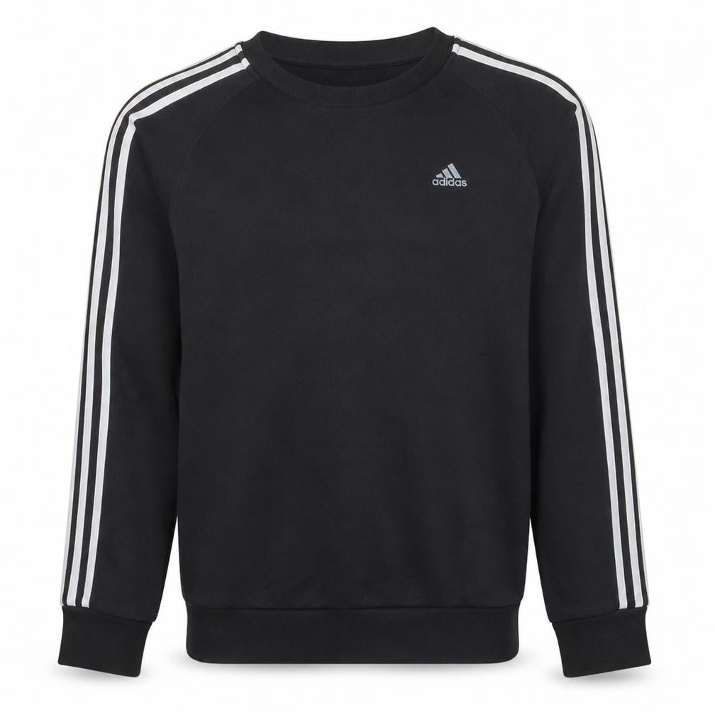 Front view of adidas Men's Black Small Crew Neck Pullover Sweatshirt
