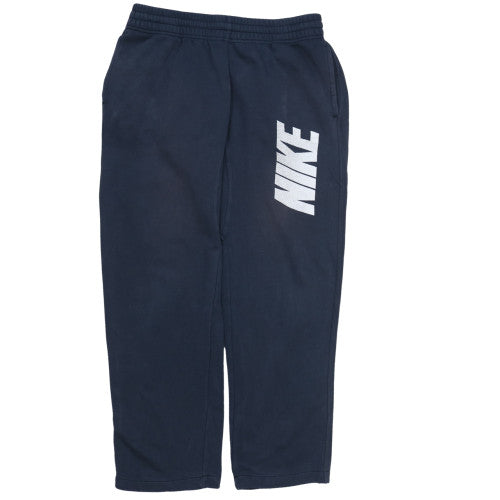 Nike Men Blue Fleece Sweatpants L Regular Fit Elastic Waist Trousers
