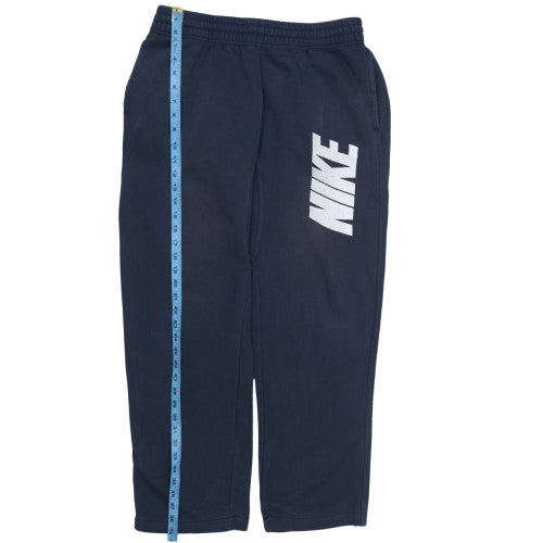 Nike Men Blue Fleece Sweatpants L Regular Fit Elastic Waist Trousers