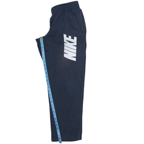 Nike Men Blue Fleece Sweatpants L Regular Fit Elastic Waist Trousers