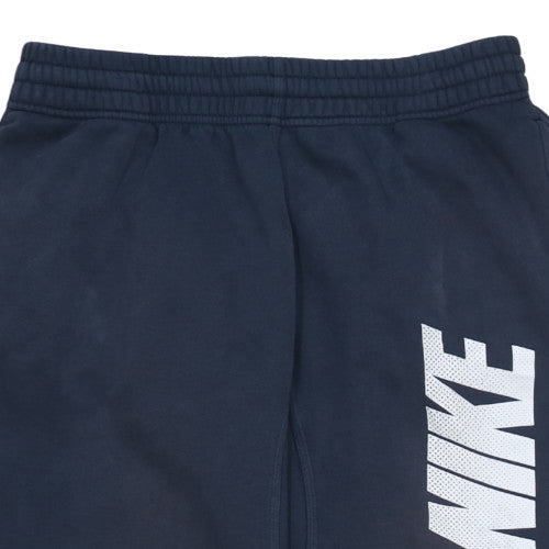 Nike Men Blue Fleece Sweatpants L Regular Fit Elastic Waist Trousers